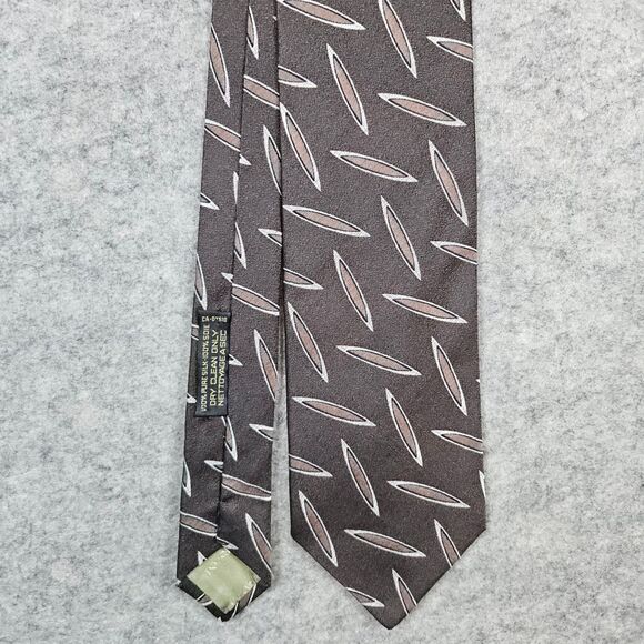 Giorgio‎ Armani Cravatte Necktie 100% Silk 57x4 Brown Geometric Print Business